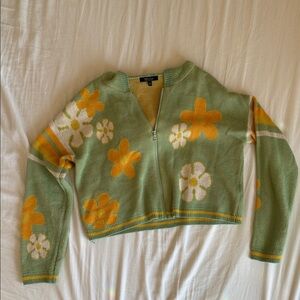 Floral Green and Yellow Women's Sweater